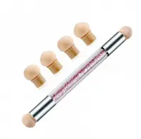 Pensula unghii cu burete pentru Ombre Baby Boomer + 4 rezerve, Nail Art Tool, Pink