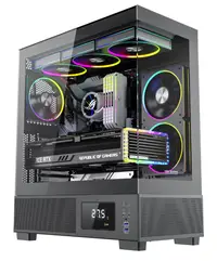 Carcasa Noua Pro Gaming KIAN BLACK, Middle Tower, ATX, fara sursa, 6x ARGB FAN, Controller ARGB, Display temperatura CPU/GPU cu soft inclus