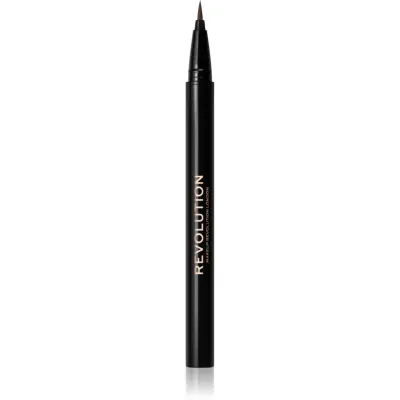 Revolution Hair Stroke Brow Pen creion pentru sprancene culoare Dark Brown 0.5 ml