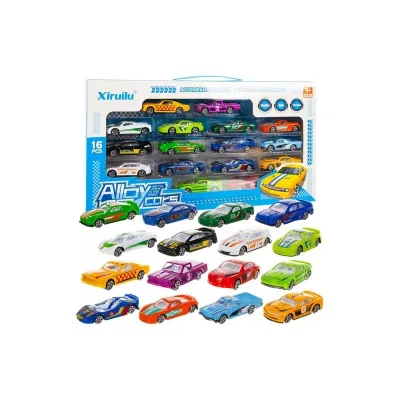 Set 16 masinute pentru copii, metal/plastic, 3x7,5x2 cm, multicolor