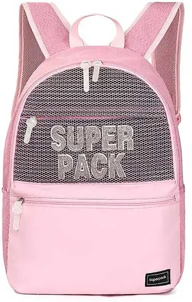 Ghiozdan școlar școlar S. Cool Super Pack - Roz, cu 1 compartiment