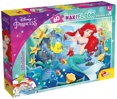 Puzzle cu două fețe Lisciani de colorat din 60 piese - Mica Sirenă