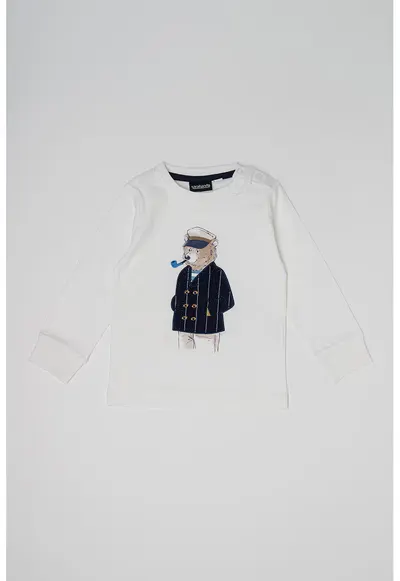Bluza din bumbac cu imprimeu grafic - Alb/Bleumarin