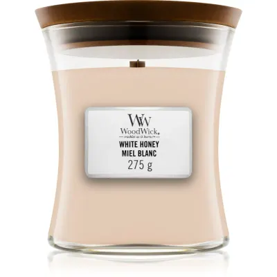 Woodwick White Honey Miel Blanc lumânare parfumată cu fitil din lemn 275 g