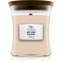 Woodwick White Honey Miel Blanc lumânare parfumată cu fitil din lemn 275 g