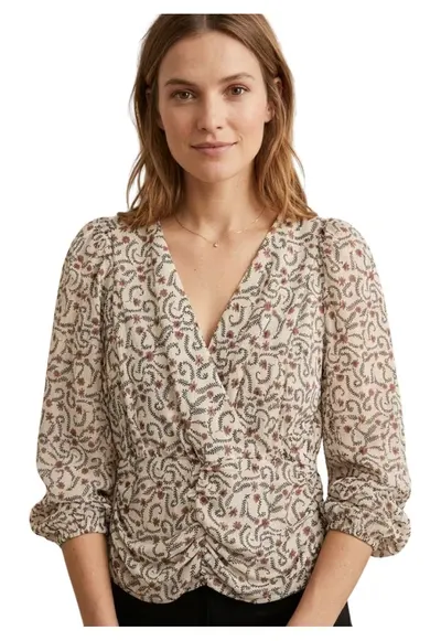Bluza cu decolteu petrecut si imprimeu