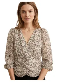 Bluza cu decolteu petrecut si imprimeu -