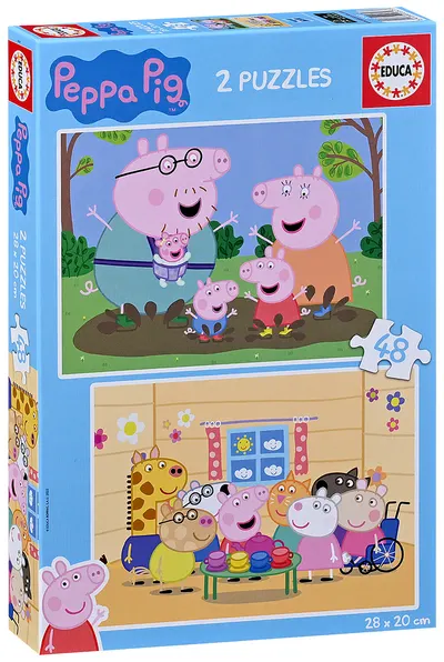 Puzzle pentru copii Educa din 2 х 48 piese - Purcelușa Peppa