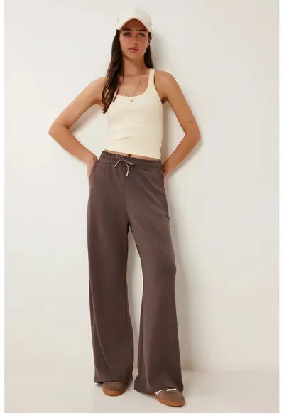 Pantaloni dama - Happiness Istanbul - ISTANBUL - maro mocha - textil - Mocca