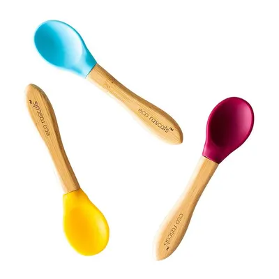 Set 3 lingurite - Bambus - Albastru, Rosu, Galben
