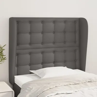 vidaXL Tăblie de pat cu aripioare, gri, 83x23x118/128 cm, piele eco