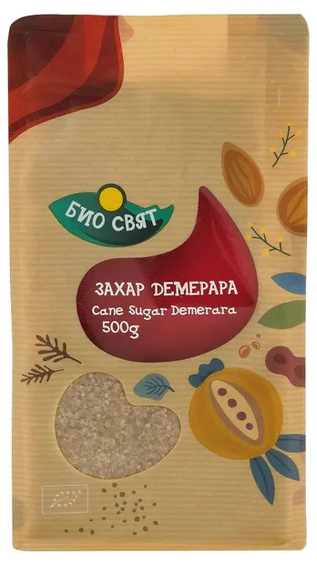 Zahăr din trestie Demerara organic, nerafinat, 500 g, Biosvyat