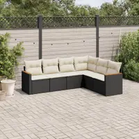 Gossi set mobilier de gradina cu perne, 6 piese, negru, poliratan