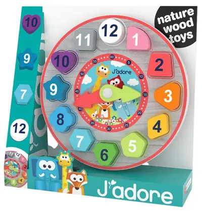 Jucărie de sortare din lemn Jadore - Ceas colorat, 13 piese