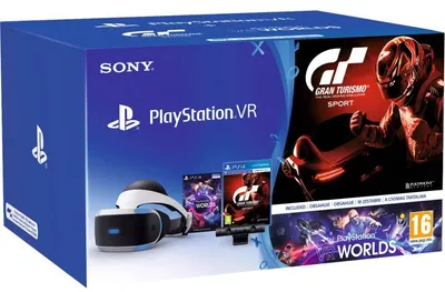 PlayStation VR + PlayStation Camera si VR Worlds + Gran Turismo Sport Bundle