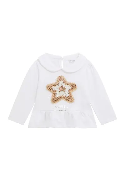 Bluza cu aplicatii - Maro deschis/Alb optic