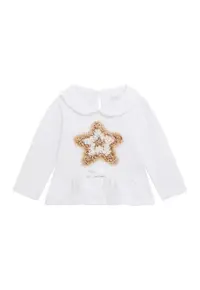 Bluza cu aplicatii - Maro deschis/Alb optic