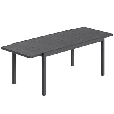 Outsunny Masă de Grădină Extensibilă Blat Aluminiu Efect Lemn Picioare Reglabile 8-10 Persoane 214x85x75cm Gri Antracit | Aosom Romania