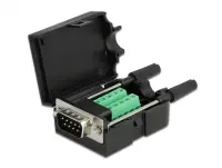 Terminal block 10 pini la serial D-SUB 9 pini tata cu suruburi + carcasa, Delock 66232