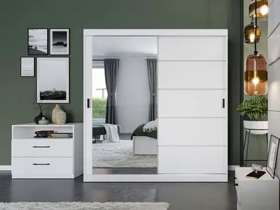 Dulap Nordis 184 usi oglinda/alb