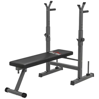 HOMCOM Bancă de Greutăți Pliabilă cu 8 Înălțimi Reglabile și Suport pentru Halteră, 140x73x98-122 cm, Gri | Aosom Romania