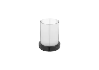 Pahar baie Roca Tempo A817022CN0, pe blat, metal/sticla, lucios, Negru titan