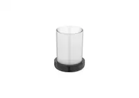 Pahar baie Roca Tempo A817022CN0, pe blat, metal/sticla, lucios, Negru titan