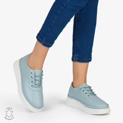 Pantofi Casual DAMA din PIELE Naturala CRL0942 CULOARE: ALBASTRU