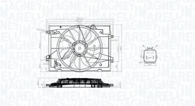 Ventilator radiator (cu carcasa) potrivit HYUNDAI TUCSON; KIA SPORTAGE II 2.0 2.0D 2.7 08.04-12.10