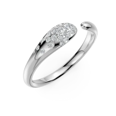 Inel deschis minimalist din aur alb cu diamante de 0.2ct