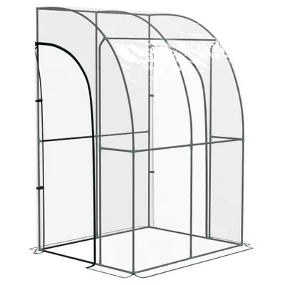 Outsunny Seră de Grădină adosată seră adosată 2 uși rulante cu fermoar oțel PVC transparent | Aosom Romania