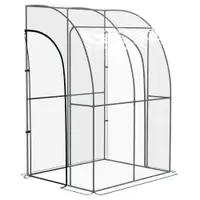 Outsunny Seră de Grădină adosată seră adosată 2 uși rulante cu fermoar oțel PVC transparent | Aosom Romania