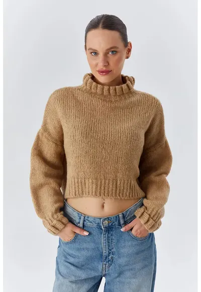 Pulover dama - Scurt - Tricot - Bronz