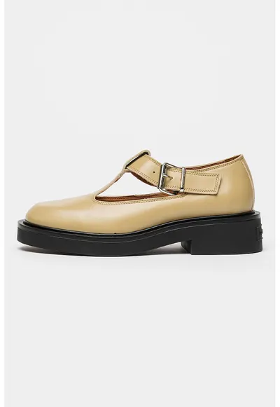 Pantofi Mary Jane din piele - Bej inchis