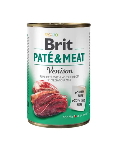BRIT Pate&Meat venison 400 g Hrana umeda caini adulti, cu vanat