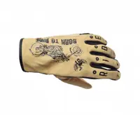 Manusi moto Leoshi, din piele, Born To Ride, culoare crem, marime L