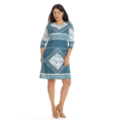 Rochie CT22067 turcoaz marin/print alb, Cesy | marimea S