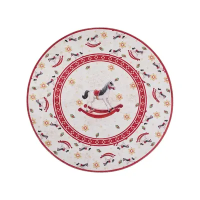 Covor roșu rotund ø 160 cm cu model de Crăciun Toy's Delight Rocking Horse – Villeroy&Boch