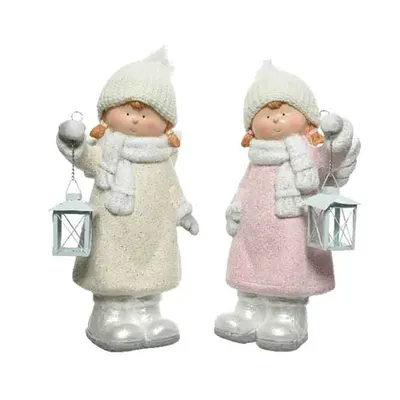 Figurina decorativa - Angel with Lantern - Cream and Pink - mai multe culori