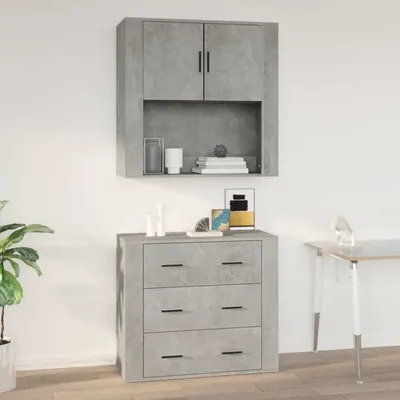 vidaXL Dulap de perete, gri beton, 80x33x80 cm, lemn prelucrat