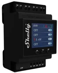 Releu inteligent Shelly - Pro 4PM, 4 canale, pentru șină DIN, negru