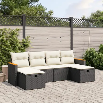 Gossi set mobilier de gradina cu perne, 6 piese, negru, poliratan
