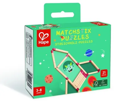 Puzzle educativ din lemn Hape - Matchstix Puzzles, 21 piese