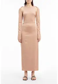 Rochie lunga cu detaliu rasucit - Maro nisip