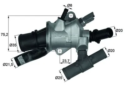 Termostat lichid racire (88 C, in carcasa) potrivit FIAT PALIO, PUNTO, PUNTO HATCHBACK 1.9D 09.99