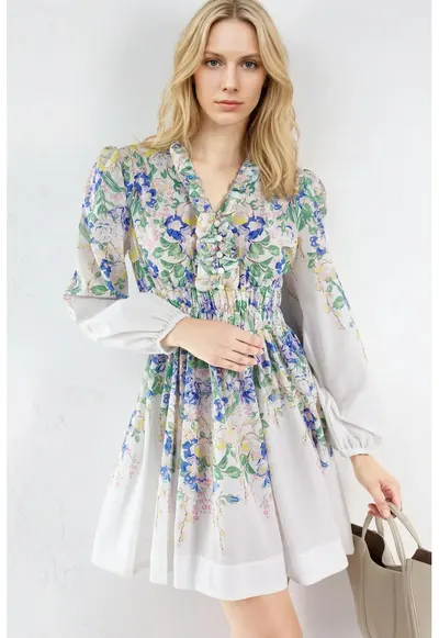 Rochie Mini - Floral - Multicolor - Casual - Poliester-Lycra