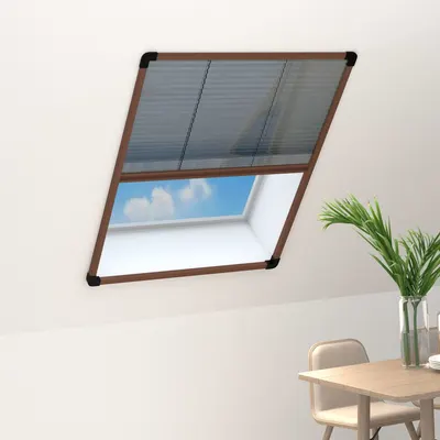 vidaXL Plasă insecte plisse pentru ferestre, maro, 80x120 cm, aluminiu