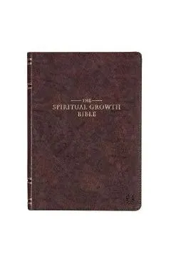 The Spiritual Growth Bible, Study Bible, NLT - New Living Translation Holy Bible, Faux Leather, Walnut Brown