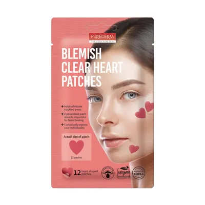 Plasturi în formă de inimă pentru imperfecțiuni - Blemish Clear Heart Patches 12 buc - Purederm
