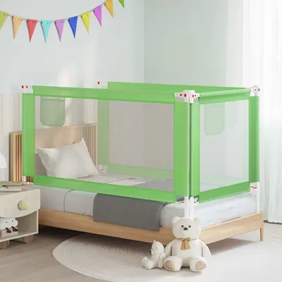 vidaXL Balustradă de protecție pat copii, verde, 160x25 cm, textil